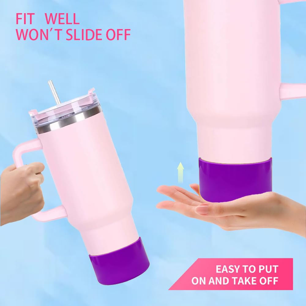 ZhaoHeFits New Neon Matte Luster Silicone Boot Sleeve for Stanley/Simple Modern 20-40oz for Owala-24oz and More Bottles with 2.8-3in Base Glitter Anti Slip Cover Protector (Neon Purple)