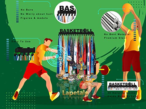 Lapetale Fashion Basketball Medal Hanger Display Medal Holder Hanger Display Rack,Easy Install Easy to Use,Basketball Medal Display Rack with Updated New,Medal Display Hanger Wall Hanger for Medals