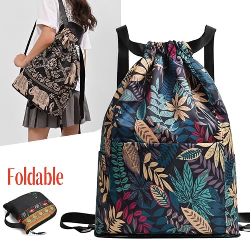 Kunnozz Drawstring Foldable Large Capacity Dry-wet Separation Travel Sports Backpack - Illuminate Waterproof Lightweight Bag (C)