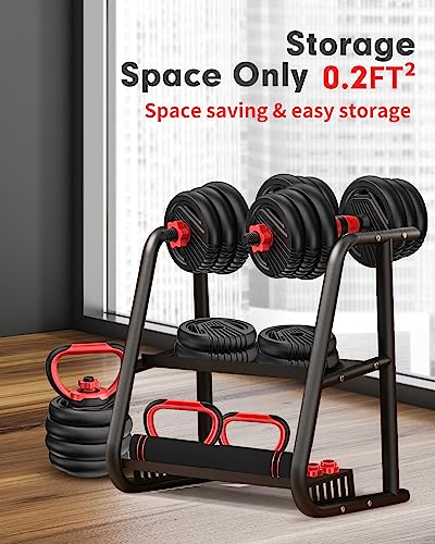 UNNMIIY Adjustable Dumbbells, 10/20/35/45/70/90lbs Free Weight Set with Connector, 4 in1 Dumbbells Set Used as Barbell, Kettlebells, Push up Stand, Fitness Exercises for Home Gym Suitable Men/Women