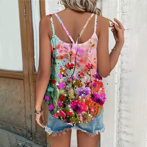 Women's Tops Clearance Womens Plus Size Tops Clearance of Sale Prime 2024 Tank Tops for Women Summer Casual Eyelet Embroidery Sleeveless Tanks Spaghetti Strap Flowy Shirt Scoop Neck Pleated Cami