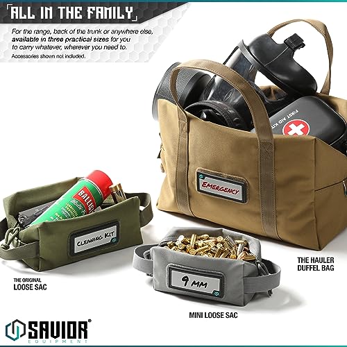 Savior Equipment Loose Sacs 4-Pack Tactical Ammo Pouch Firearm Ammunition Carrier Bag, ID Patches Included, Tan