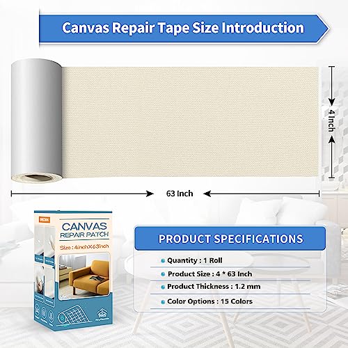 KING MOUNTAIN Canvas Repair Tape,Outdoor Gear Patch, 4×63 Inches,Waterproof,Self-Adhesive for Repairing Boat Covers,Sun Shades,Sofas,Tents,Lounge Chairs,Awnings (Dark Brown)