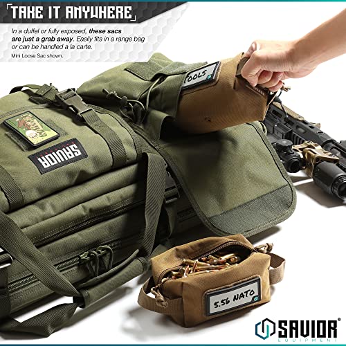 Savior Equipment Loose Sacs 4-Pack Tactical Ammo Pouch Firearm Ammunition Carrier Bag, ID Patches Included, Tan