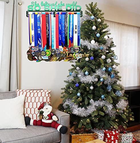 Lapetale Fashion Medal Hanger Holder Display Wall Rack Frame Shelf in 16" long-Medal Hanger Awards Ribbon Cheer,gymnastics,soccer,softball Holder Display Custom Rack for Sports Medals Easy to Install