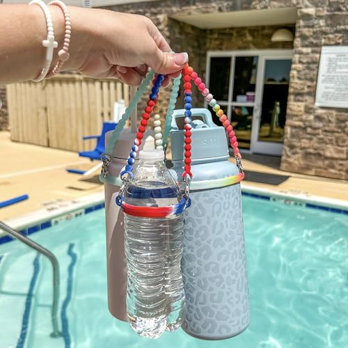 Ryan & Rose Water Bottle Handle - Water Bottle Sling, Carrier, Holder with strap - Soft Durable Silicone - Fits Most 8-40oz Bottles - Compatible Stanley Cup Accessories (Slate)