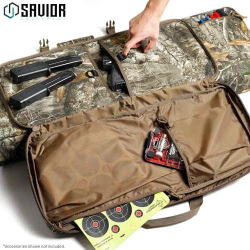 Savior Equipment American Classic Tactical Double Long Gun Bag Pistol Transportation Case w/Backpack Strap, 36 Inch Timber