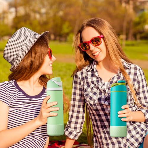 Comheral 2PCS Silicone Water Bottle Boot for Owala 24oz, Anti-Slip Protective Sleeve Bottom Bumper for FreeSip, Twist, and Flip Stainless Steel Bottles, Dishwasher Safe and BPA Free(Light Green)