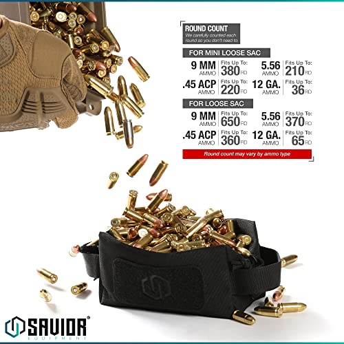 Savior Equipment Loose Sacs 4-Pack Tactical Ammo Pouch Firearm Ammunition Carrier Bag, ID Patches Included, Tan
