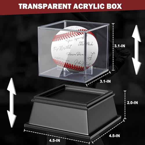 2 Packs Baseball Display Case, Leffis Baseball Holder Display Case, Acrylic UV Protected Baseball Case for Display, Baseball Display Case for Autographed Baseball