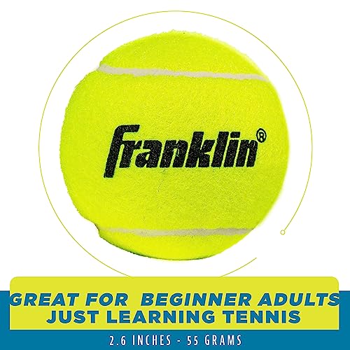 Franklin Sports Pressureless Tennis Balls - Official Size Low Pressure Tennis Balls - Great for Training + Practice - 12 Pack Bag of Low Bounce Tennis Balls - All Court Surface Tennis Balls