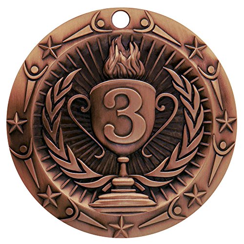 Decade Awards' 3rd Place Bronze Medal - Large Metal Award Medals with Stars & Stripes American Flag V Neck Ribbon - Perfect for School Competitions, Coaches, Students, Athletes & Scholars