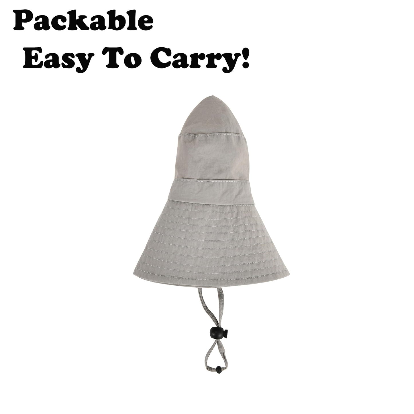Kids Wide Brim Sun Hat Adjustable for Teen Youth Bucket Sun Protection UPF 50+ Safari Hat(Light Grey,58cm/8-14y)