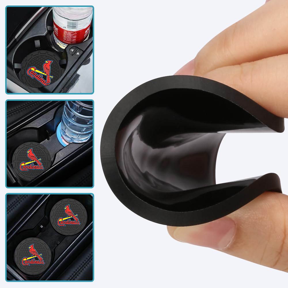 Cardinals Car Cup Holder Coasters for Baseball Fans,St. Louis Cardinals Car Coasters for Car Cup Holder,Baseball Stuffs Cardinals Car Cup Holder Insert,Souvenir for Baseball Fans,Car Cup Mat,2.75''