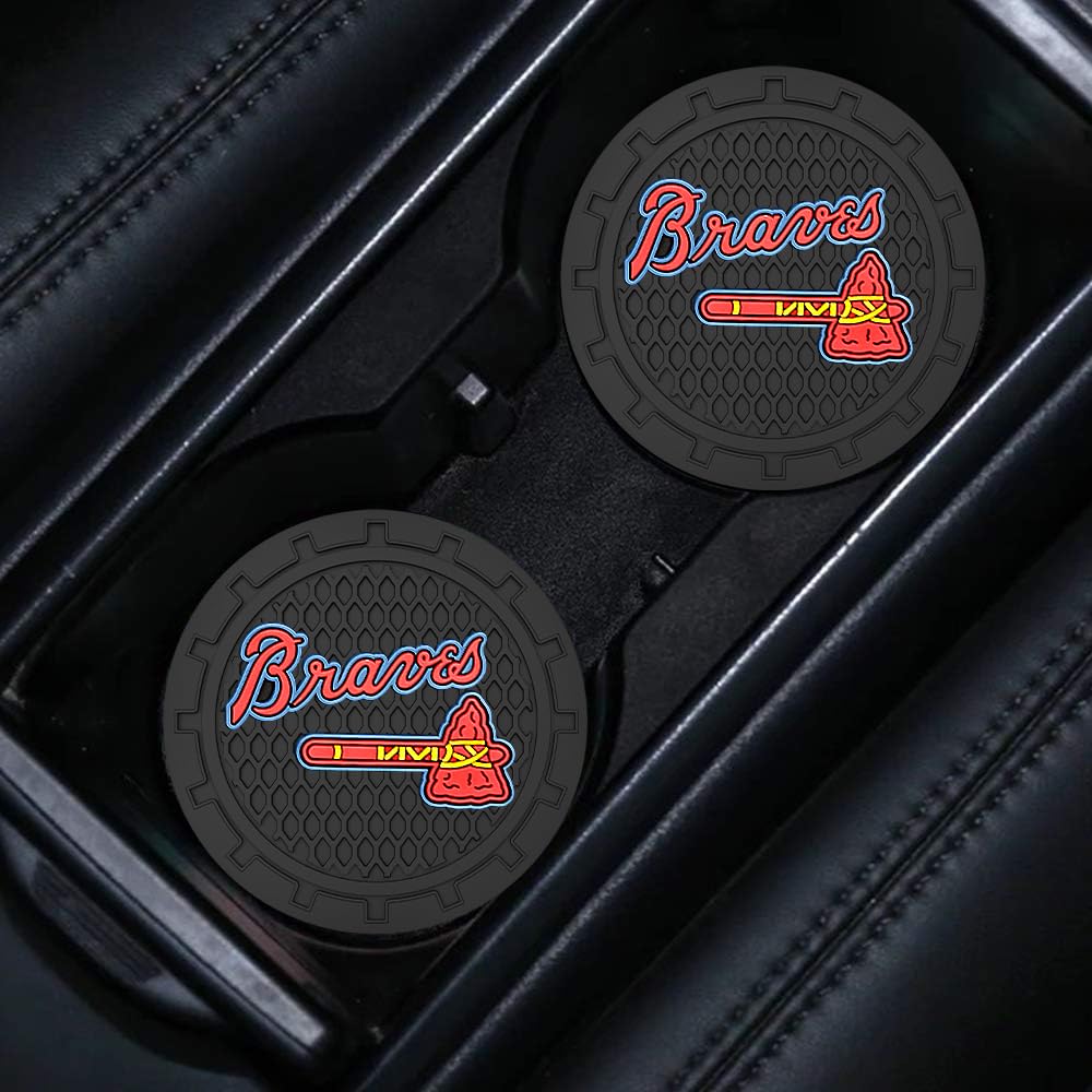 UMLYOP Braves Car Cup Holder Coasters for Baseball Fans,Atlanta Braves Car Coasters for Car Cup Holder,Baseball Stuffs Braves Car Cup Holder Insert,Souvenir/Gifts for Baseball Fans,Car Cup Mat,2.75''