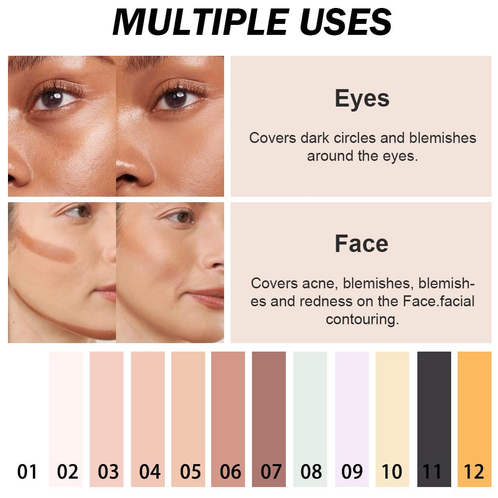 Kaely Pot Concealer Full Coverage, Under Eye Brightener Color Correcting Concealer for Dark Circles, Waterproof Foundation Face Makeup, Eye Ring Corrector de Ojeras, 06 Light Coffee