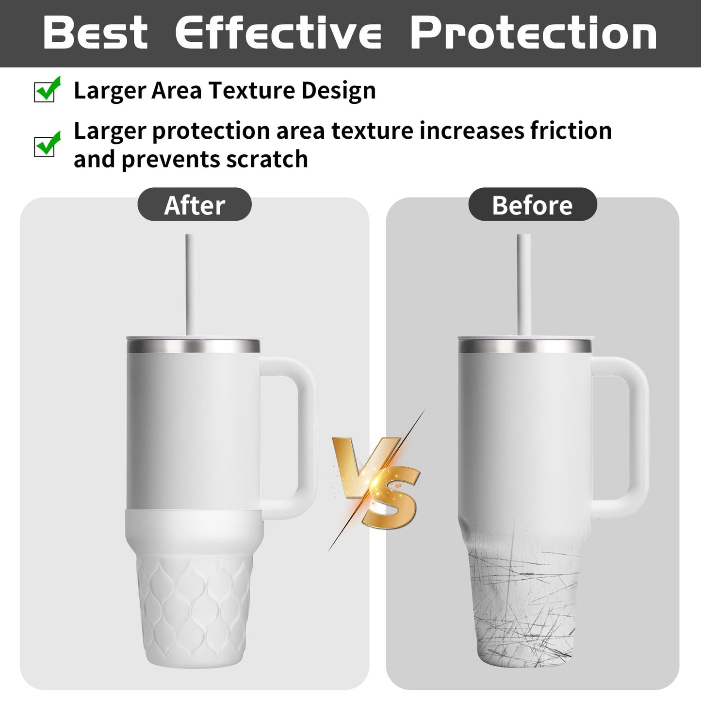 WUQID Texture Silicone Boot Compatible with Hydroflask All Around Travel Tumbler with Handle 32oz& 40oz Anti-Slip Protective Bottle Bottom Sleeve Cover