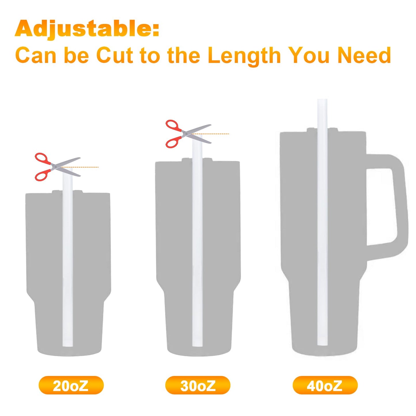 Replacement Straws for Stanley 40 oz Adventure Quencher, 12.2inch Long Silicone Straws for Stanley Cup Accessories, Pack of 14
