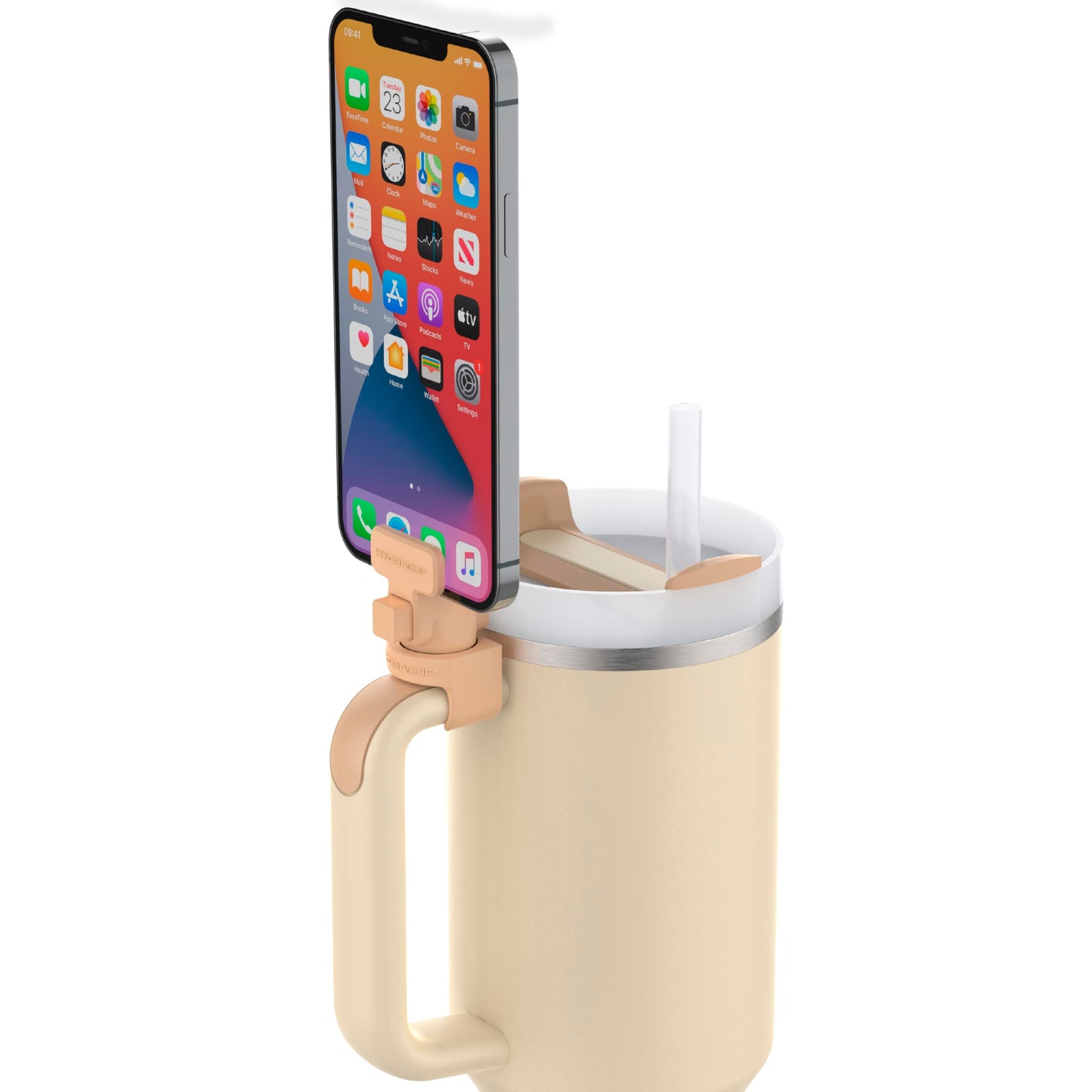 HydraClip Phone Attachment - Watch, Carry, Record, & Stay Organized, Use as Phone Stand or Tripod, Hands Free Detachable, Stanley Cup Accessories, Spring Loaded Secure Grip (Desert Sandstone)