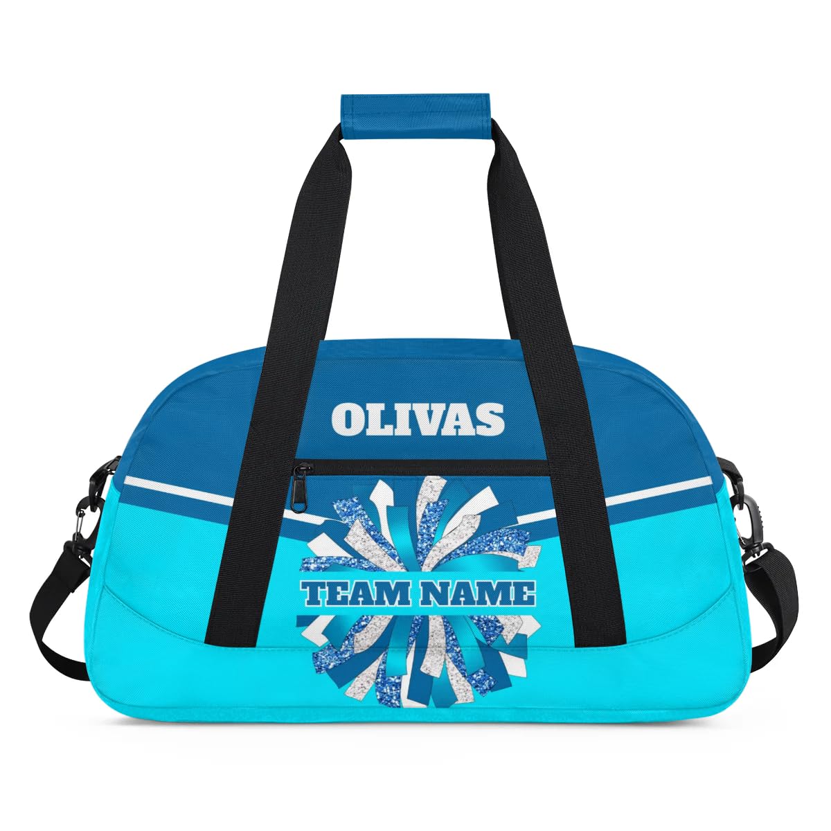 Personalized Cheerleader Bag Dance Bag for Girl, Custom Team Bag Gym Bag Sport Duffel Bag, Weekender Bags Travel Bag for Cheer Team Blue Sliver Cheer
