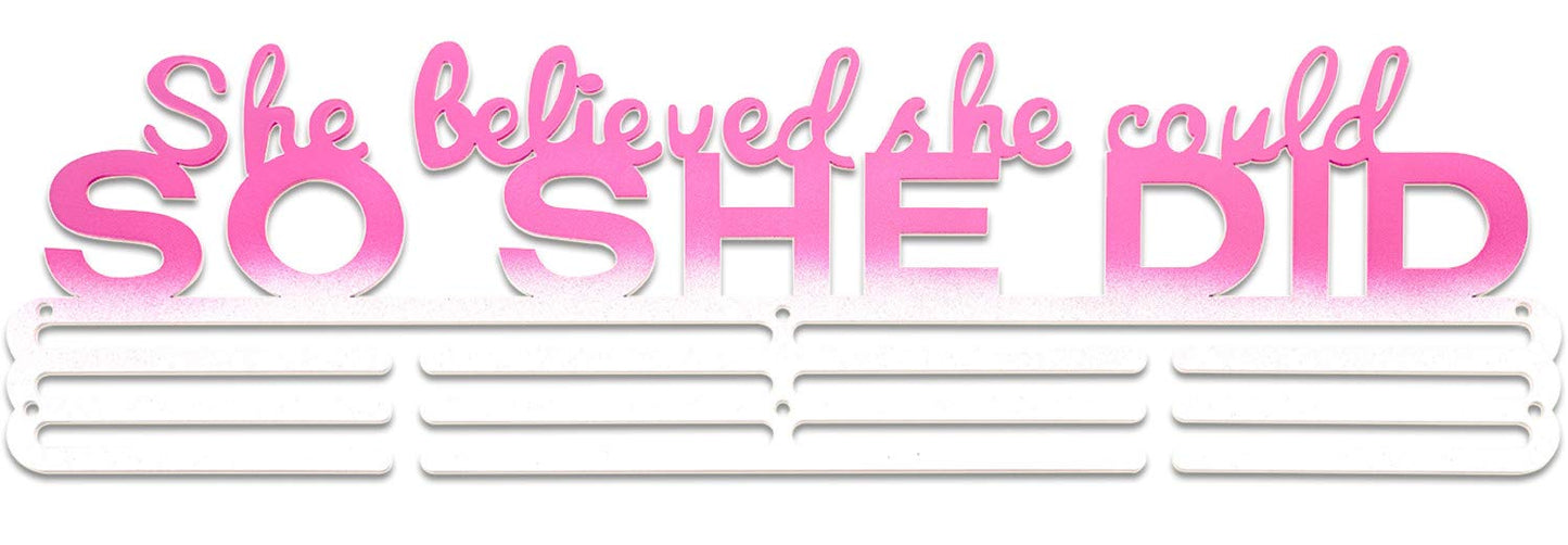 Lapetale Fashion She Believed She Could SO SHE DID Medal Hanger Display,Medal Holder Upgraded New for Sports,Cheer,Gymnastics,Soccer,Softball,Marathon,Wrest,Football...