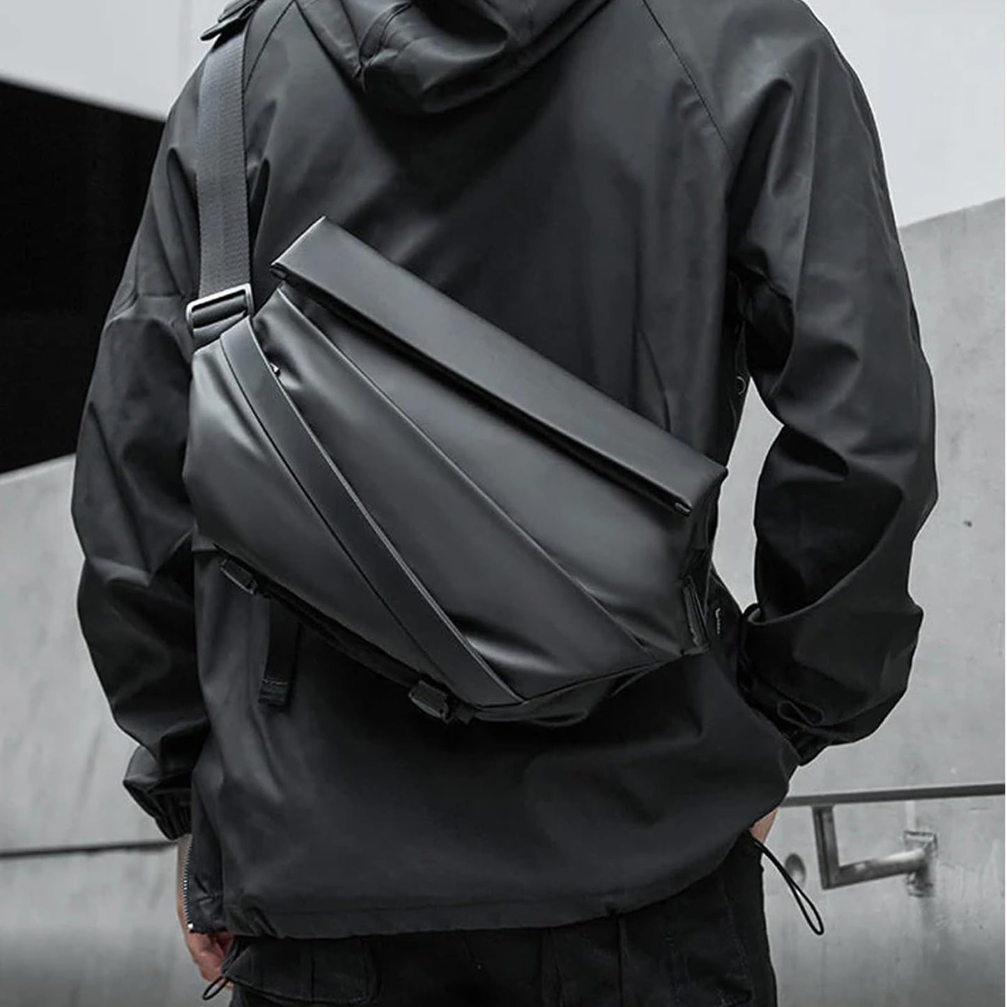 Obsidian Sling Bag, Stylish Crossbody Bag, Water-resistant Shoulder Bag, for Travel, Cycling, Sport, Hiking (Silver)