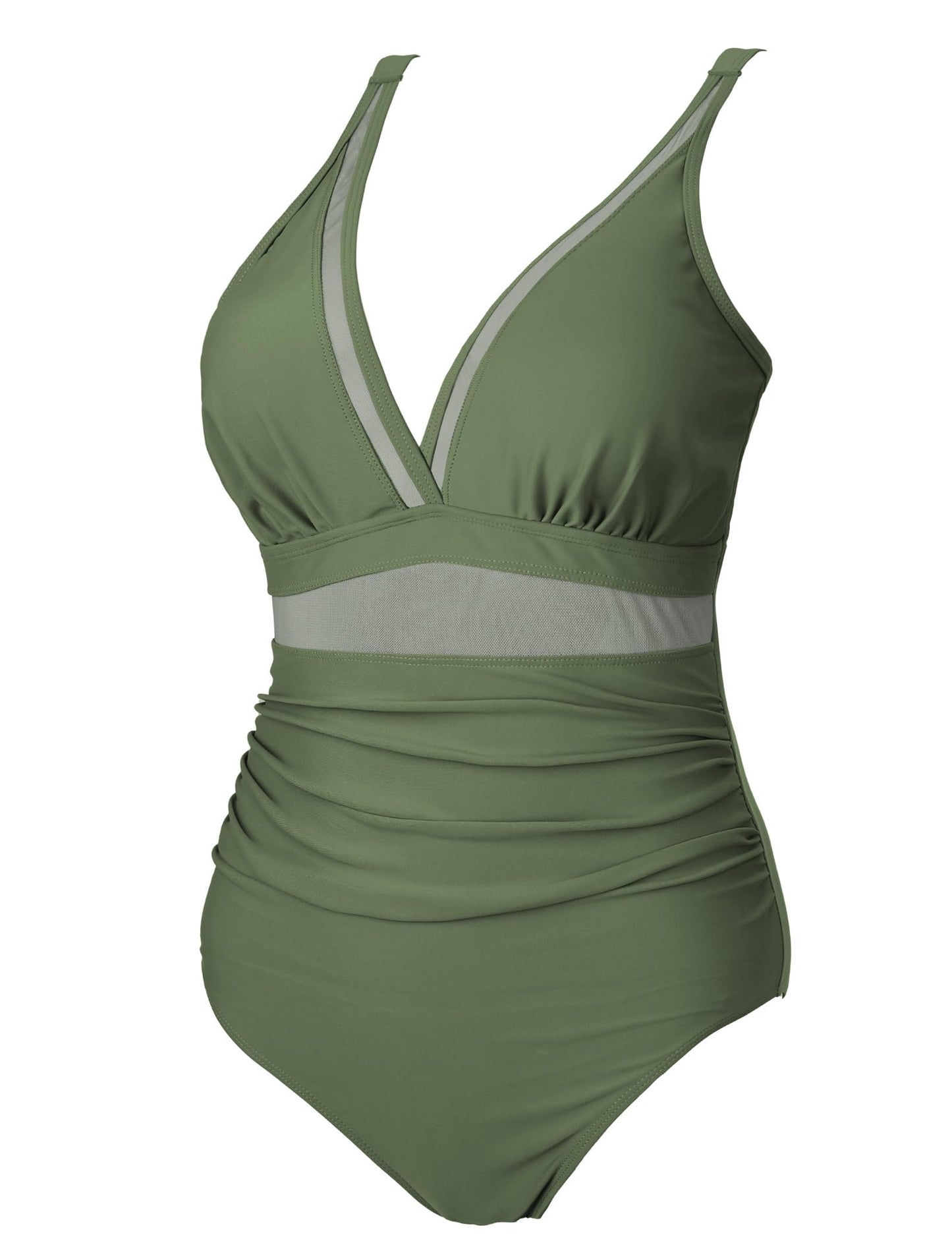 Buauty Womens One Piece Swimsuits Tummy Control Bathing Suits Mesh swim suits full coverages hapewea swimsuits for Women 2024 Army Green