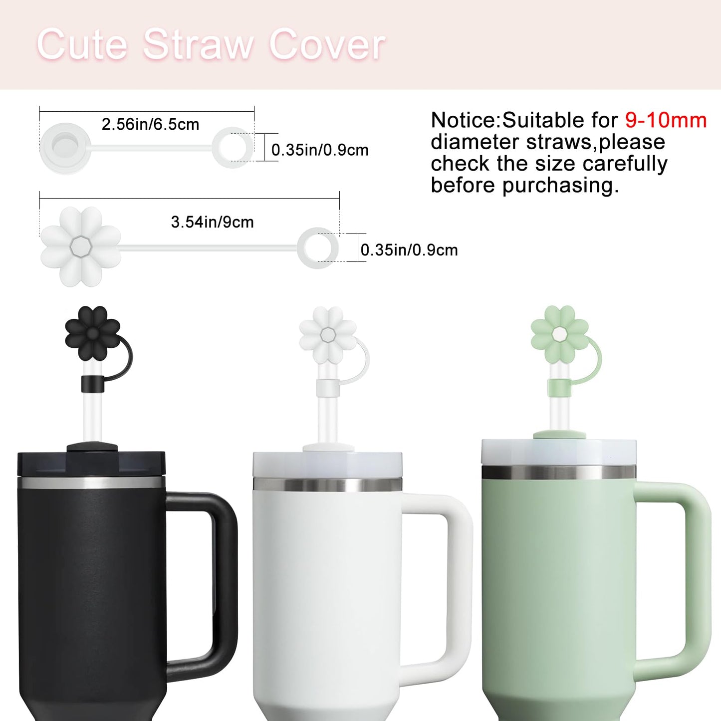 6 Pcs Accessories for Stanley Cup 20-40oz,2 Straw Covers,2 Replacement Straws,1 Straw Brush,1 Boot Included, SIlicone Straw Cover Caps Topper (Matcha Cream)