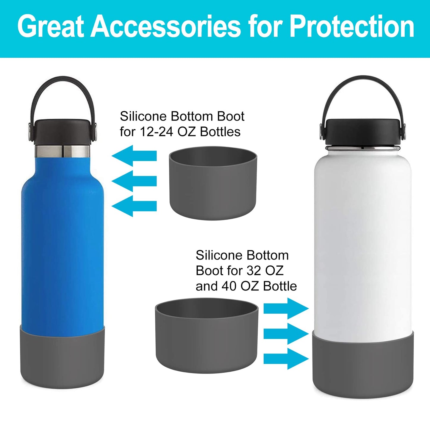 DBIW Boot for Hydro Flask 12-40 OZ Water Bottle/Stanley Tumbler, Bottom Boots for Hydroflask Sports Water Bottles, Silicone Bottom Cover Sleeve (Stone, Fits Stanley Cups + Hydro 12-24 oz)