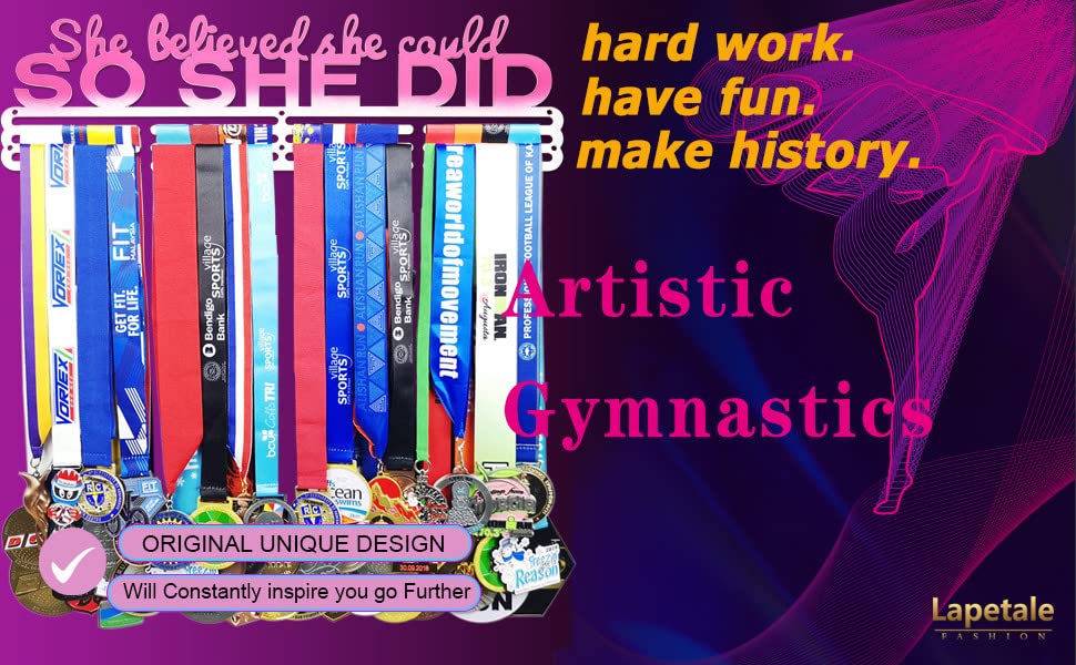 Lapetale Fashion She Believed She Could SO SHE DID Medal Hanger Display,Medal Holder Upgraded New for Sports,Cheer,Gymnastics,Soccer,Softball,Marathon,Wrest,Football...