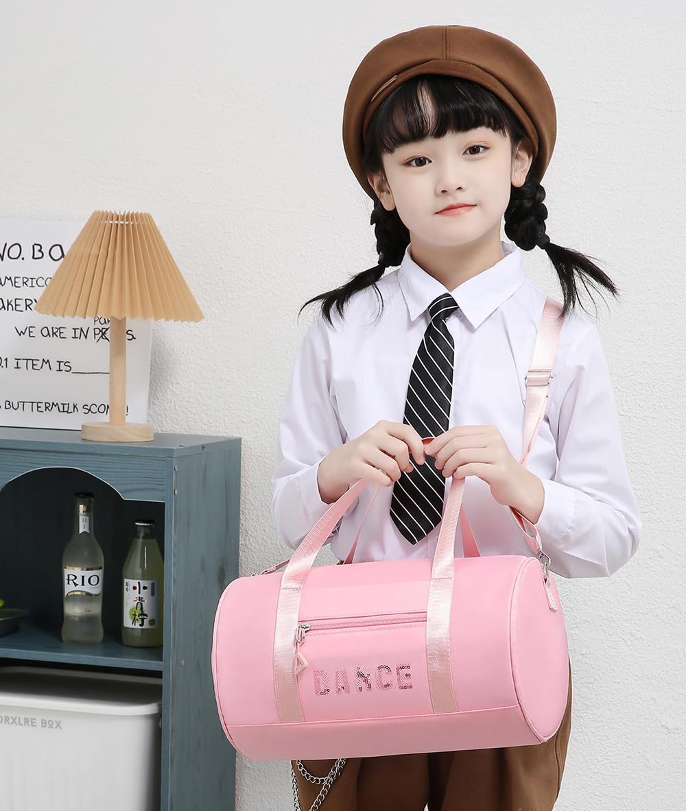 HYOOG Dance bags for kids Lightweight Cute Ballet Dance Bag Gym Travel Duffle Bag for Girls Tutu Dress Bag 3-6 Year Olds (Pink-sequins)