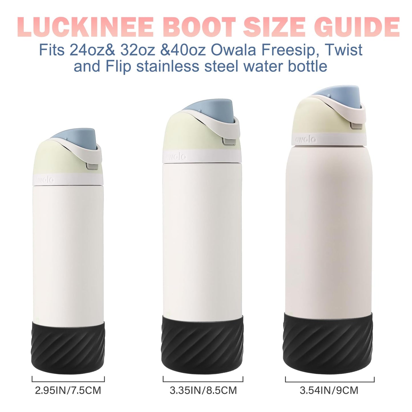2Pcs Protective Silicone Boot Bottom Base for Owala FreeSip Twist and Flip Flask 24OZ, and Compatible with Stanly Cup Tumbler 20-40oz and More Bottles with Bottom Diameter 2.8-2.95inch