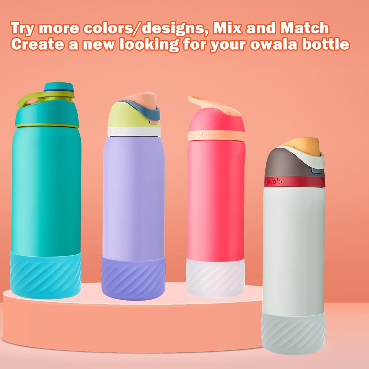 2Pcs Silicone Boot Bottom Base for Owala FreeSip Twist and Flip Flask 40OZ,Also Compatible with Hydro Flask Wide Mouth 32oz 40oz and More Bottles with Bottom Diameter 3.46-3.65in
