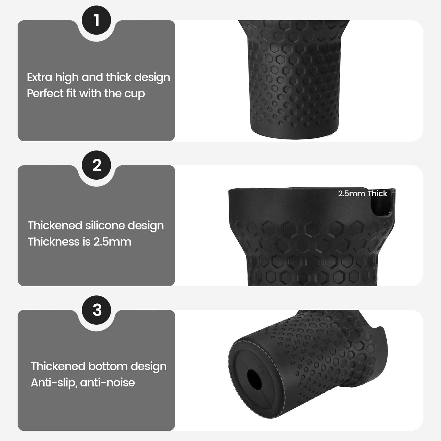 Thxbag Silicone Boot for Stanley Cup 30oz / 20oz, Black Boot Sleeve Cover Fit with Stanley H2.0 and Quencher Adventure Tumbler Accessories (Black, 30 oz & 20 oz)
