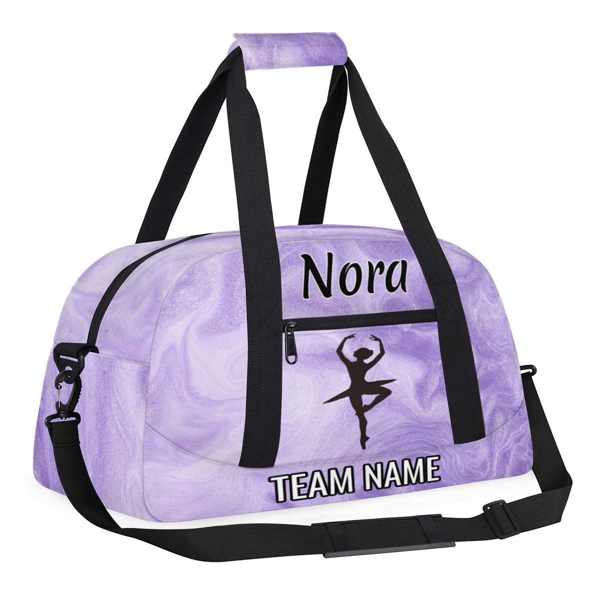 Voloreju Personalized Dance Gym Bag Cheer Bags for Girls Customize Travel Duffle Bag Foldable Sports Bag Kids Ballet Bag