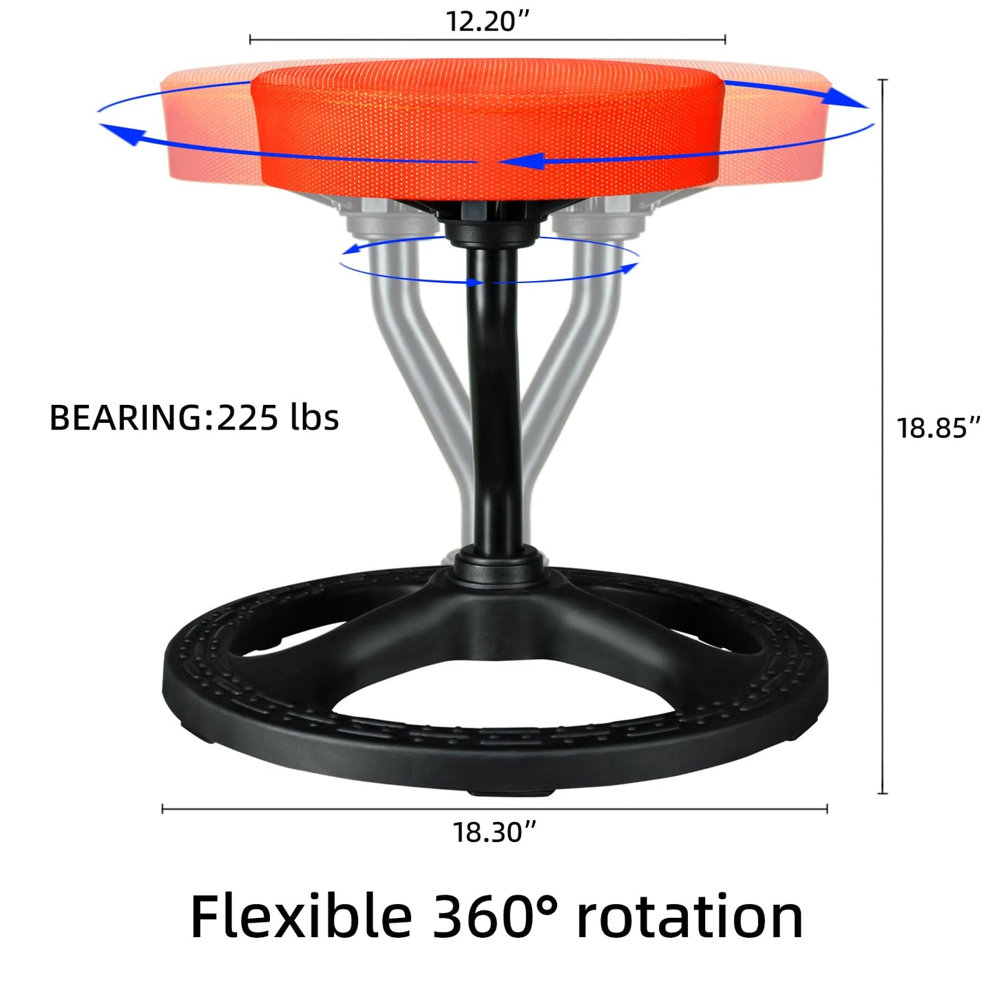 Upaloop Fitness Seat, ADHD Chair Stool for Stability, Balance, Yoga, Office, School, Wellness, Active Sitting with Non-Slip Base and Washable Seat Cover