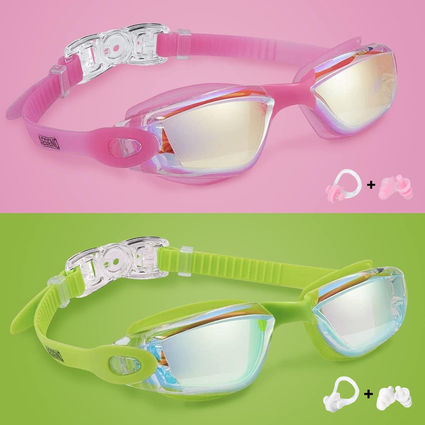 Aegend Kids Swim Goggles, Pack of 2 Swimming Goggles for Children Boys & Girls Age 3-14