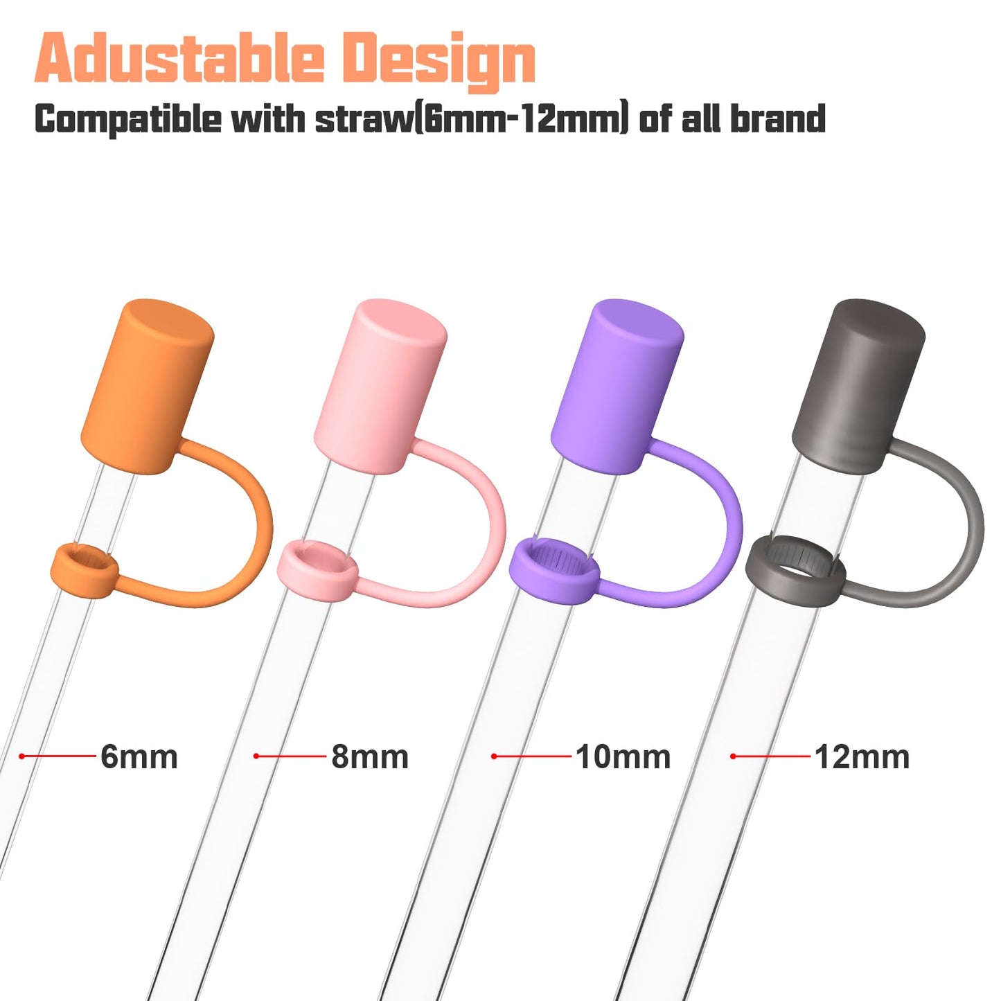 Adjustable Straw Cover for Stanley|Simple Modern|Yeti|Owala|Hydro Flask|Reduce|Maars|Meoky|MaxBase|Beast|Hydrapeak Cup, All Brand of Straw Accessories, Diameter 6mm-12mm, BPA Free, Dishwasher safe