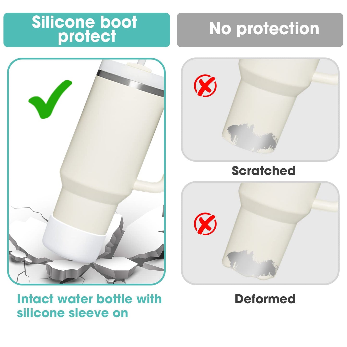 Replacement Straws Silicone Spill Proof Stopper Set and Protective Boot for Stanley H1.0 40oz 30oz Tumbler, Airboat Reusable Clear Straws Leak Proof Straws Topper and Bottom Sleeve for Stanley Mug Cup