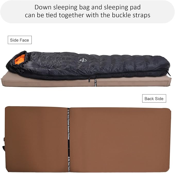 0-20 Degrees F Down Sleeping Bag for Adults - 4 Season Envelope With Arm Holes, Wearable for Backpacking Camping - Ultralight, Compact, Move Freely While Wearing