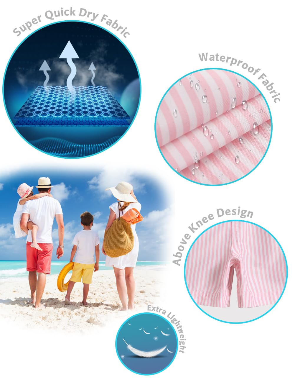 maamgic Boys Swim Trunks Toddler Swim Shorts Little Boys Bathing Suit Swimsuit Toddler Boy Swimwear Pink and White Stripes 2T,Pink and White Stripes,2 T