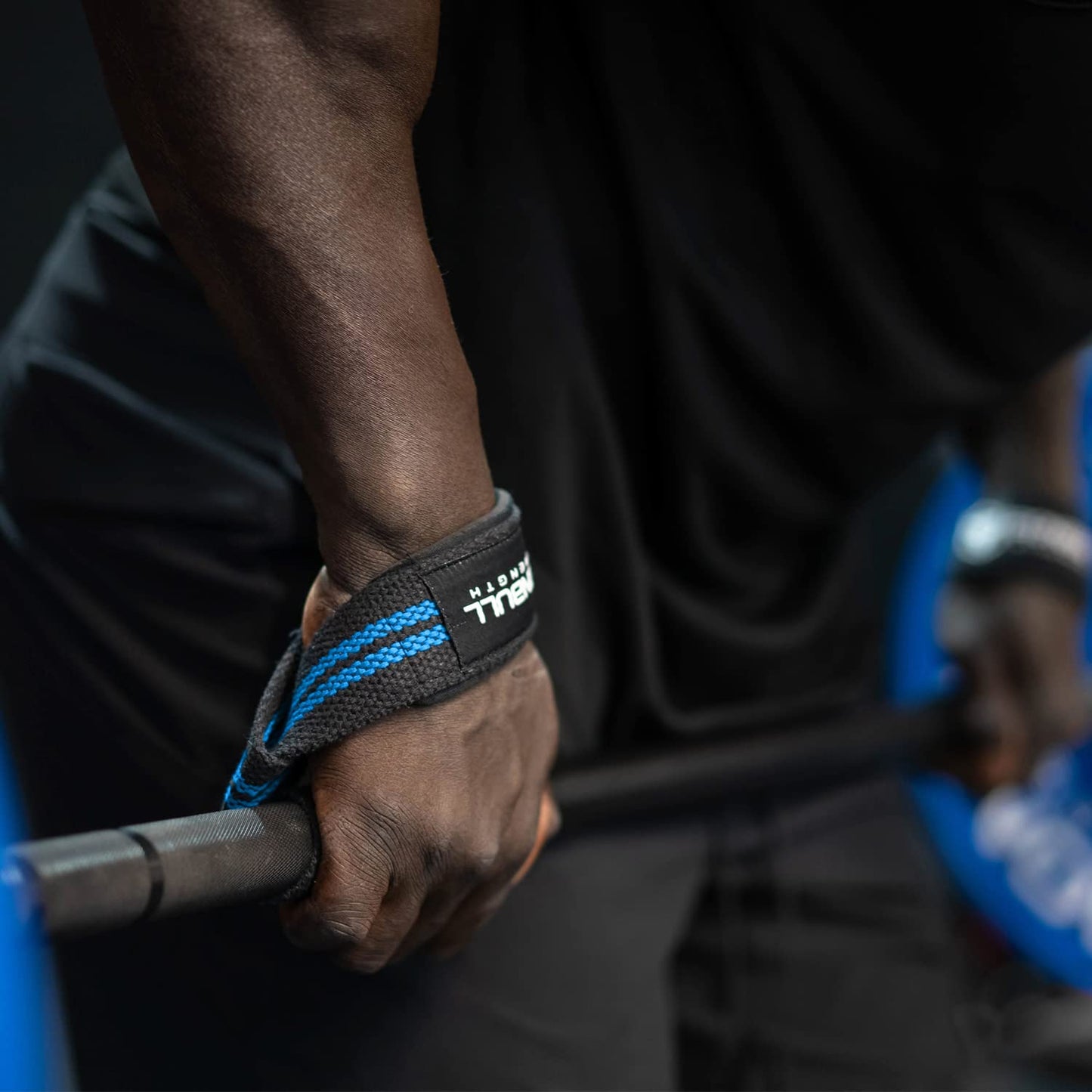 Lifting Straps (1 Pair) - Padded Wrist Support Wraps - for Powerlifting, Bodybuilding, Gym Workout, Strength Training, Deadlifts & Fitness Workout (Black/Blue)