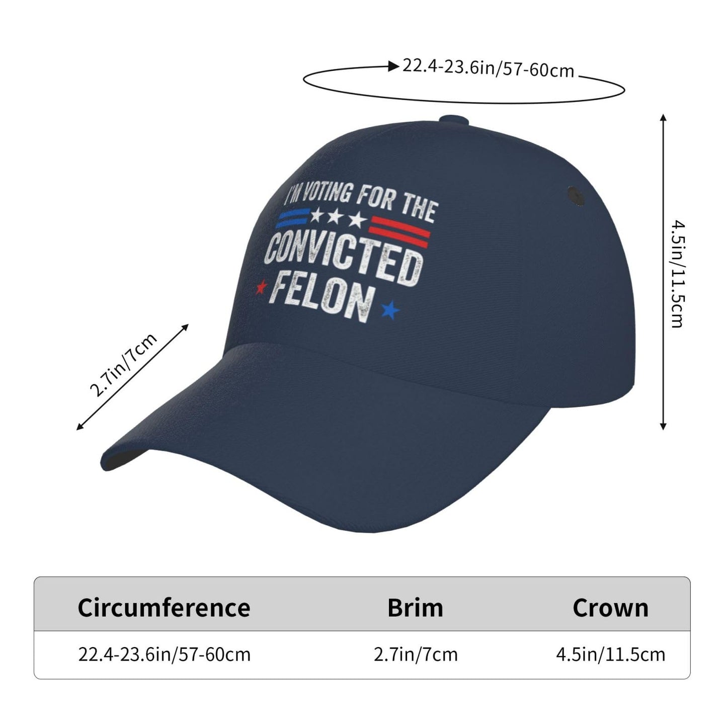 feirel I'm Voting for The Convicted Felon Baseball Caps for Women Men Adjustable Cute Funny Navy Blue Hats for All Season