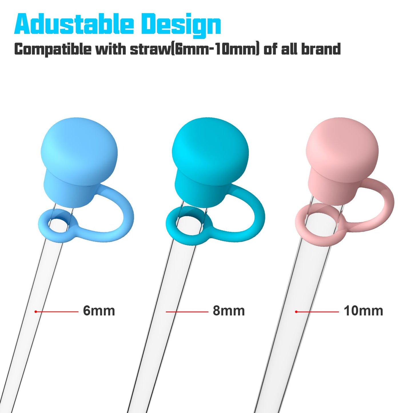Adjustable Straw Cover for Stanley|Simple Modern|Yeti|Owala|Hydro Flask|Reduce|Maars|Meoky|MaxBase|Beast|Hydrapeak Cup, All Brand of Straw Accessories, Diameter 6mm-12mm, BPA Free, Dishwasher safe