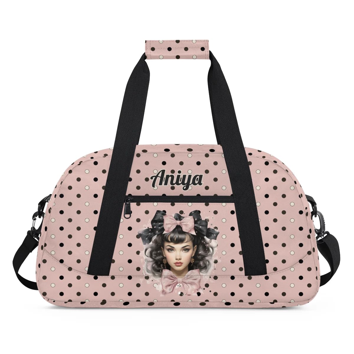 Personalized Gym Bag for Kids Girls, Bow Knot Girl Custom Small Duffel Bag with Padded Handles Carry On Weekend Travel Bag for School Practice Ball Games