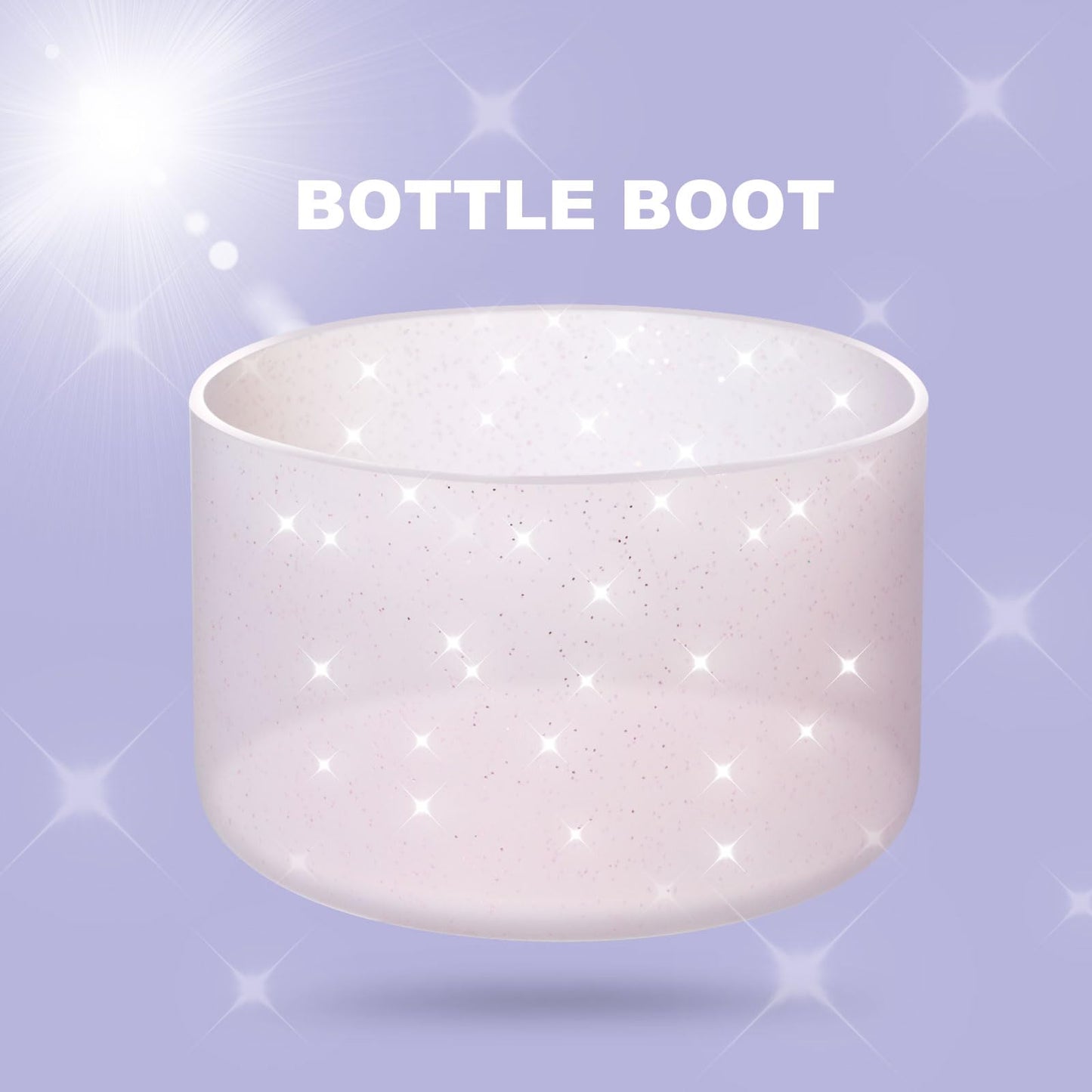 Silicone Boots for Stanley Cup 20-40 OZ, Glitter Boot for Stanley IceFlow 20 30 OZ, Bottom Protector Sleeve for Hydroflask 12-24 OZ Sports Water Bottle Boot Accessories (Clear Light Pink)