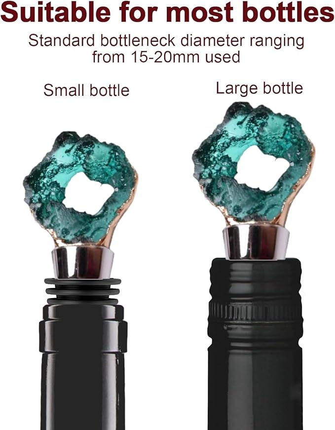 Decorative Wine Stopper Set of 2,Cool Wine Bottle Stoppers for Glass Bottles,Crystal Bottle Stopper Fits Standard Bottles,Fancy Decors Wine Tools (Random Crystal)
