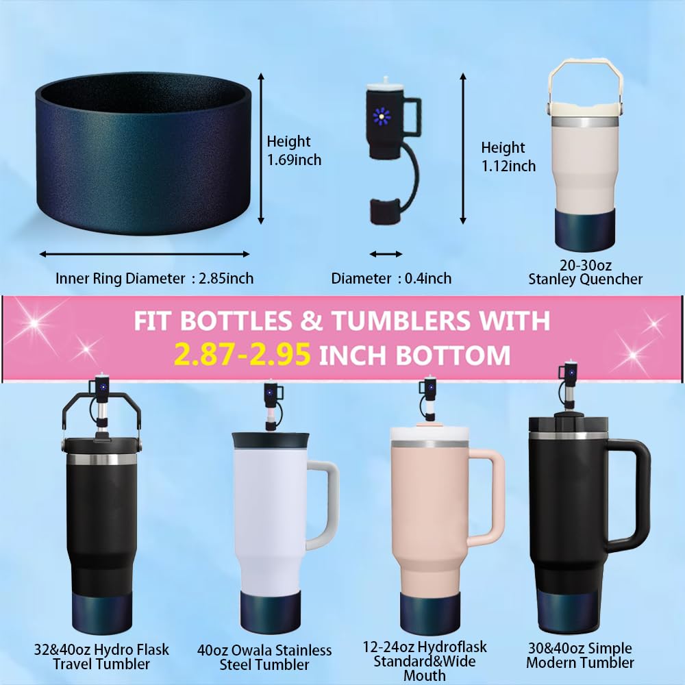 New Chameleon Gradient Matte Luster Silicone Boot Sleeve for Owala 24oz for Stanley/Simple Modern 20-40oz and More Bottles with 2.8-3in Base Anti Slip Bottom Straw Cover Protector (Obsidian)