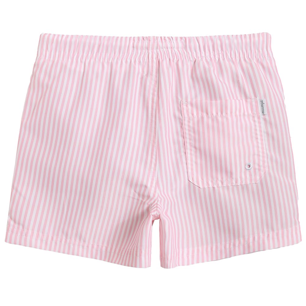 maamgic Boys Swim Trunks Toddler Swim Shorts Little Boys Bathing Suit Swimsuit Toddler Boy Swimwear Pink and White Stripes 2T,Pink and White Stripes,2 T