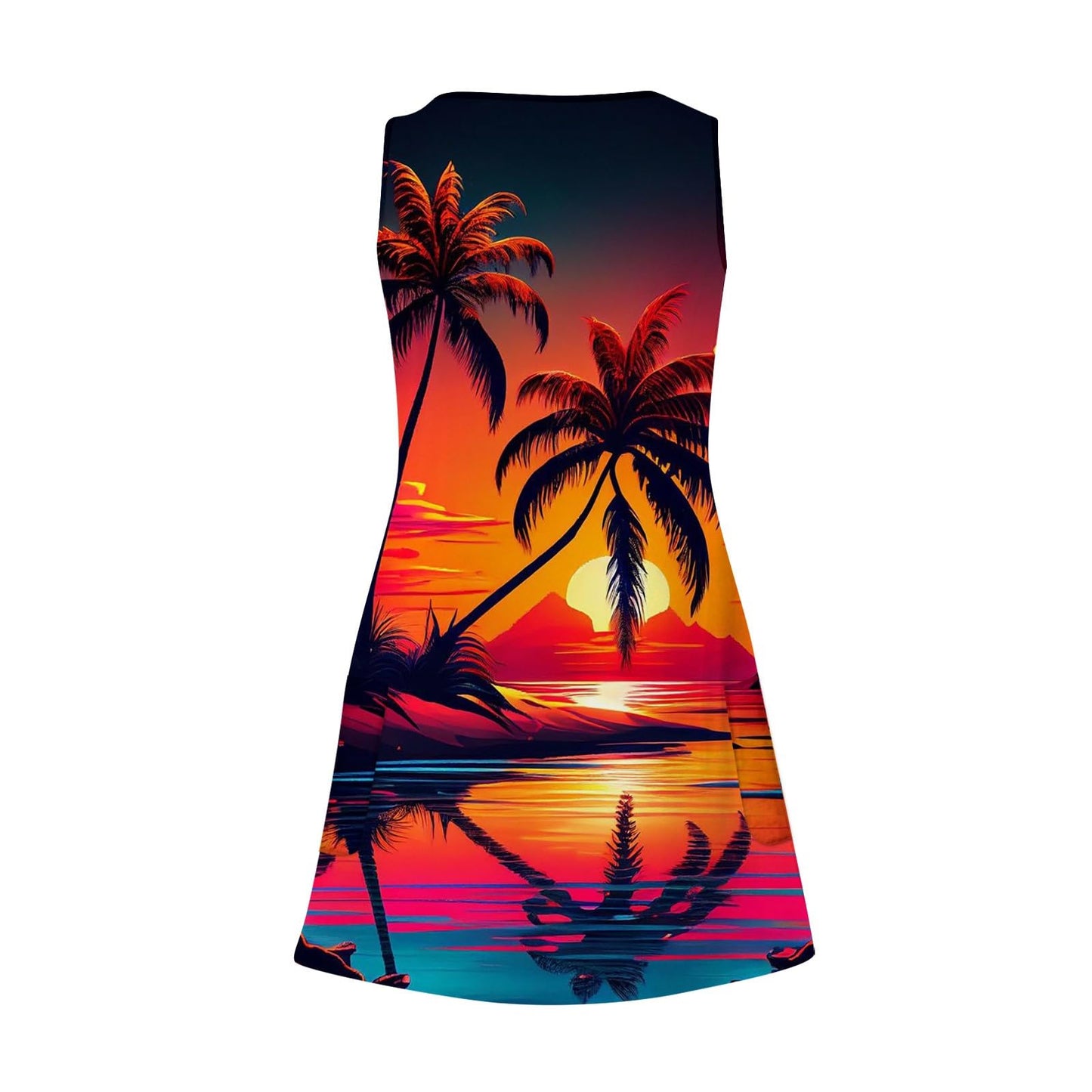 Generic Summer Dresses for Women 2024 Boho Tank T-Shirts Dress Printed Casual Sundress with Pockets Loose Sleeveless Dress Vestidos Playeros para Mujer 2024 Awim Suit Coverup(1-Red,Medium)
